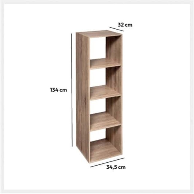 Boekenkast - Opbergkast - Wandkast - 4 Vaks - Naturel