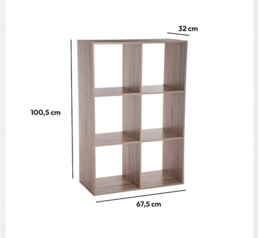 Bookcase - Storage cabinet - Wall cabinet - 6 compartments - Natural