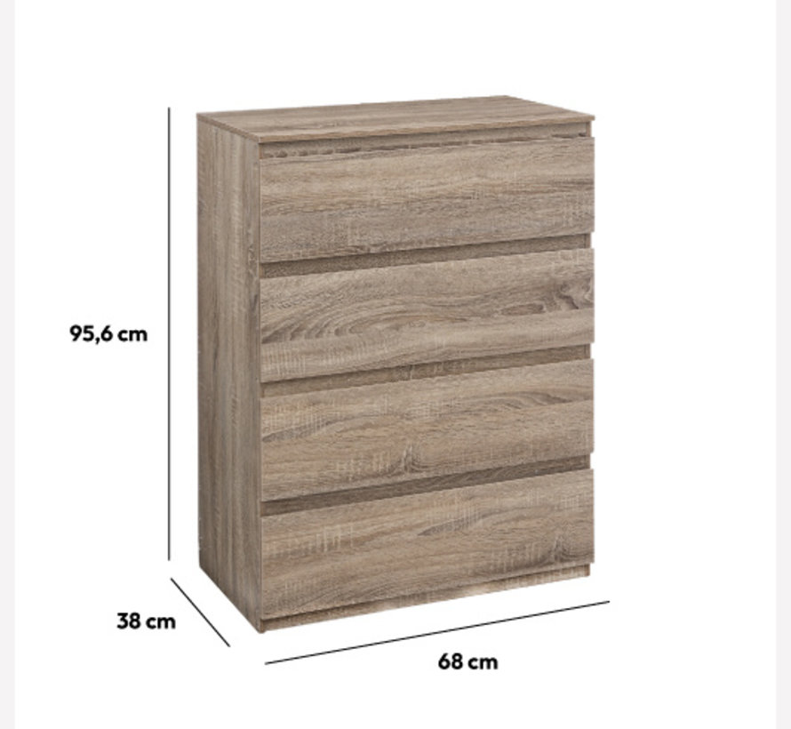 Chest of drawers - Storage cabinet - 4 drawers - Natural