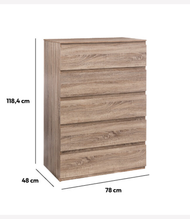 Ladekast - Commode - 5 Lades - Naturel