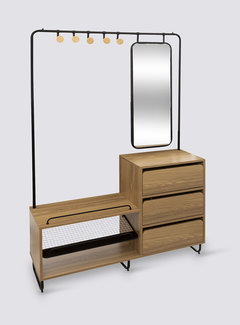 Wardrobe - Shoe Rack - with Mirror - 3 Drawers