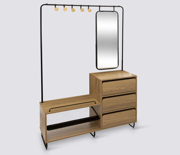  5Five Wardrobe - Shoe Rack - with Mirror - 3 Drawers