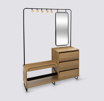  5Five Wardrobe - Shoe Rack - with Mirror - 3 Drawers