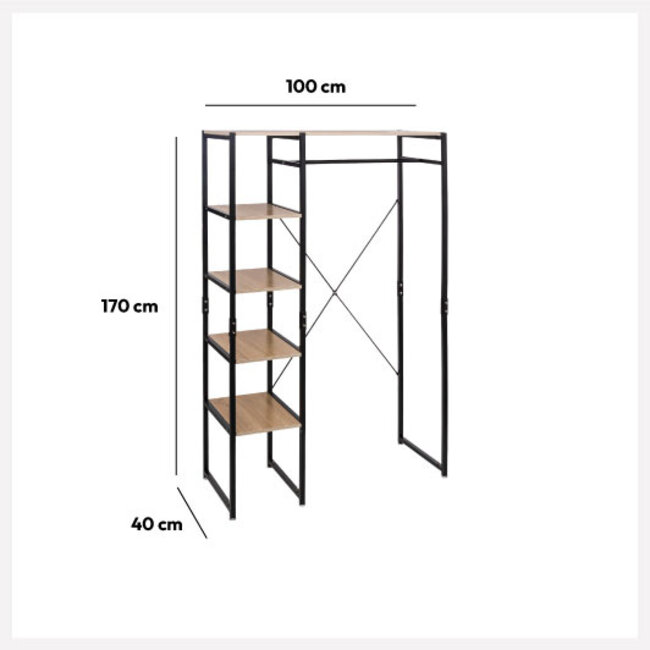 Kledingkast - Schoenenrek - 5 Planken - Naturel