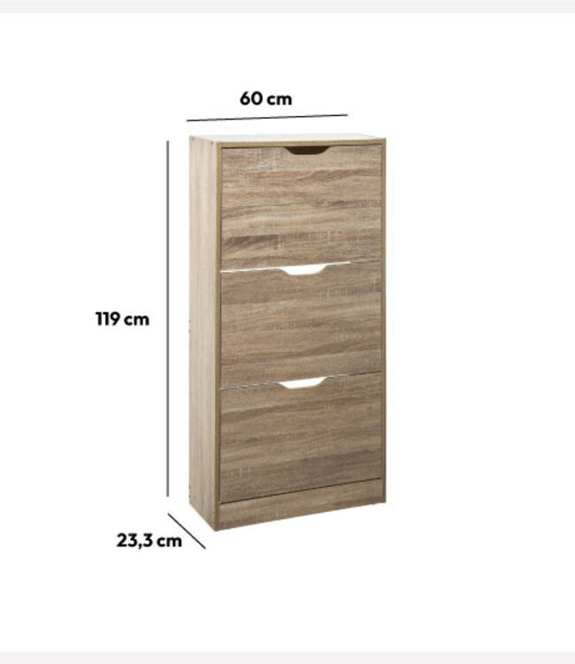 Shoe cabinet - Bedside table - 3 drawers - Natural