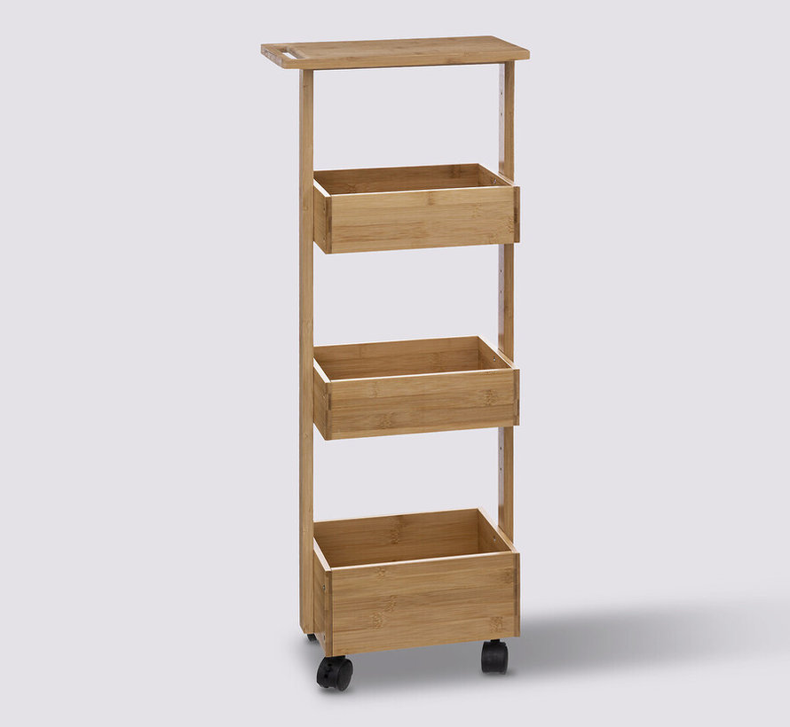 Trolley - met Wieltjes - 85.5cm - Naturel