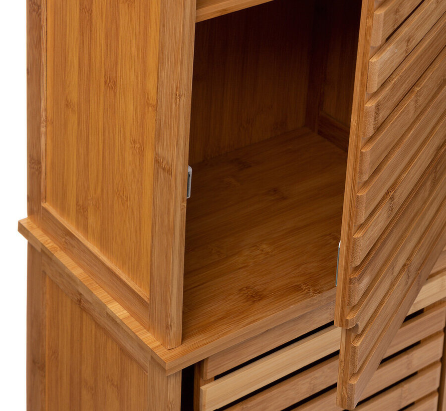 Armoire de salle de bain en bambou - Armoire colonne - Bibliothèque -cinq