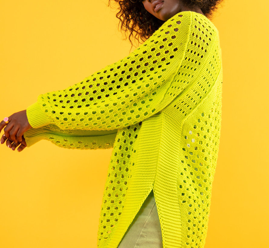 Pull ample - Ajouré - Lime