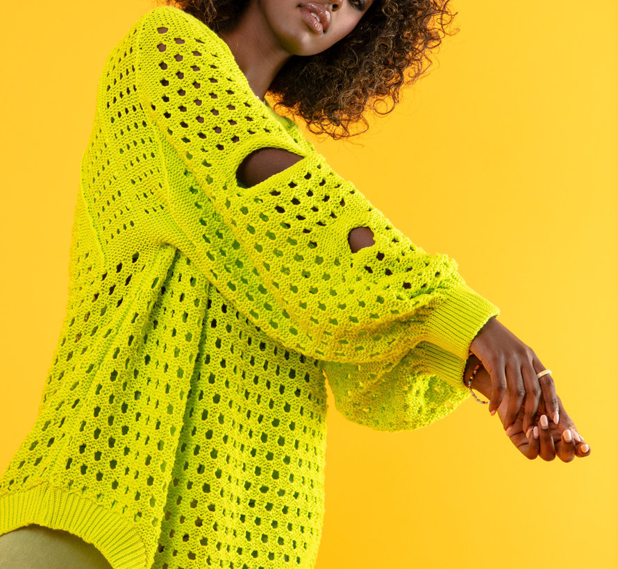 Pull ample - Ajouré - Lime