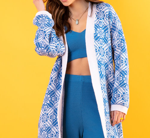 Fobya Long Cardigan - Crochet Pattern - Blue