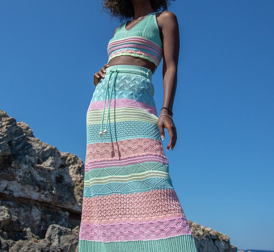 Long Top and Skirt - Colorful - Pistachio