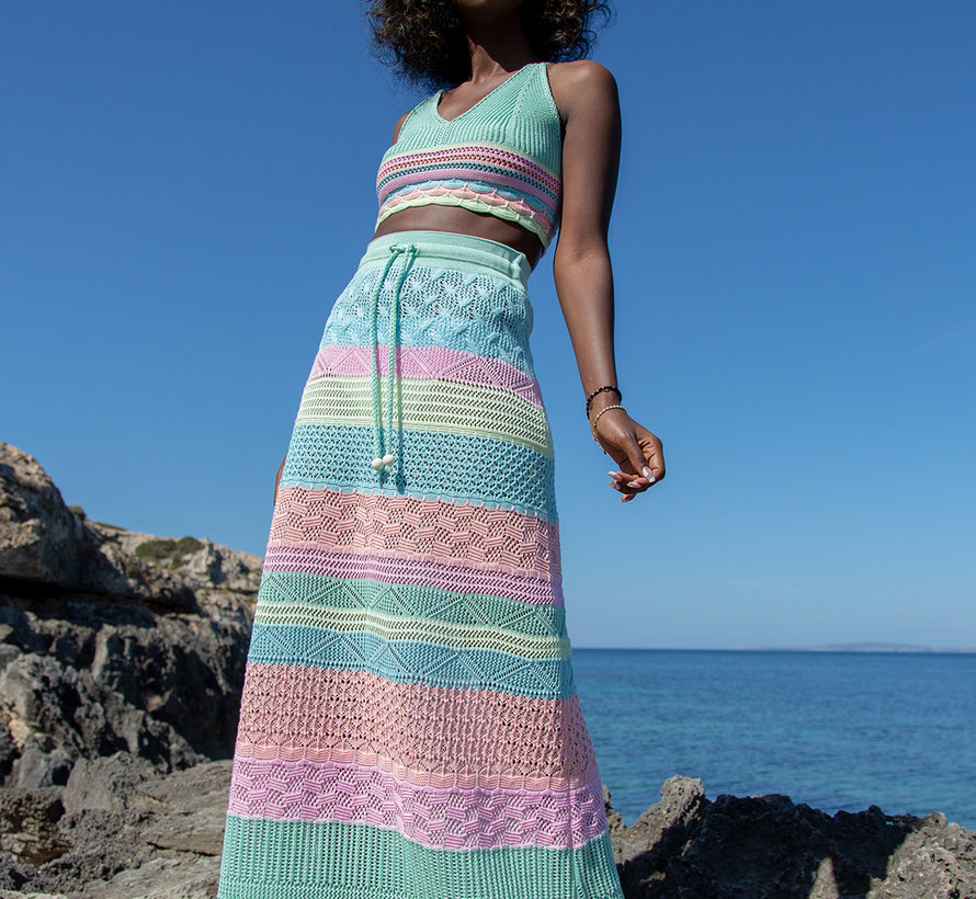 Long Top and Skirt - Colorful - Pistachio