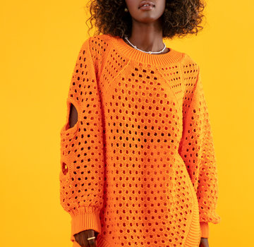 Fobya Loose Sweater - Openwork - Orange