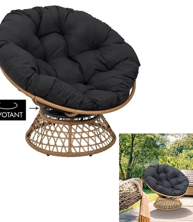 Draaistoel - Outdoor - Zwart - incl kussen