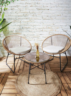 Tuin Loungesetten Salon de jardin - 2 chaises + 1 table