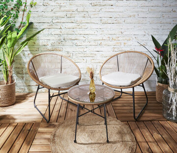 Home Deco Salon de jardin - 2 chaises + 1 table