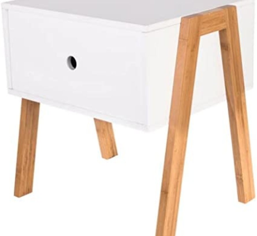 Scandinavian Bedside Table - White