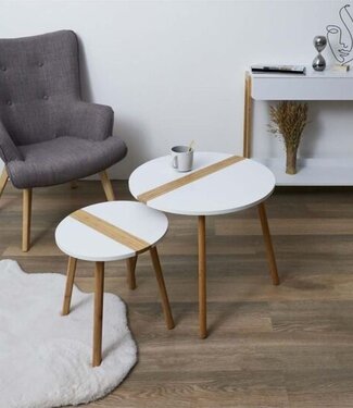 Home Deco 2x Nesttafeltjes - Bijzettafeltjes - Wit