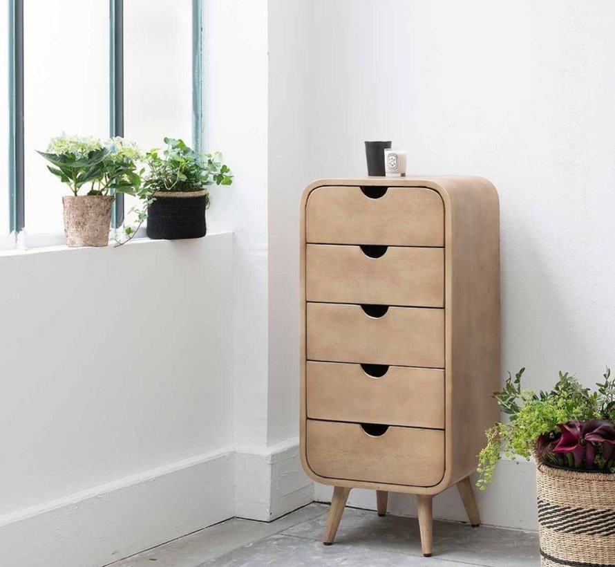 Mango Wood Chest of Drawers - 5 Drawers