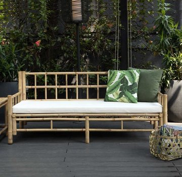 Decoclico Banc de jardin Taman en bambou naturel - Coussins inclus