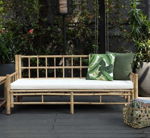 Barstoelen Taman Garden bench made of natural bamboo - Including cushions