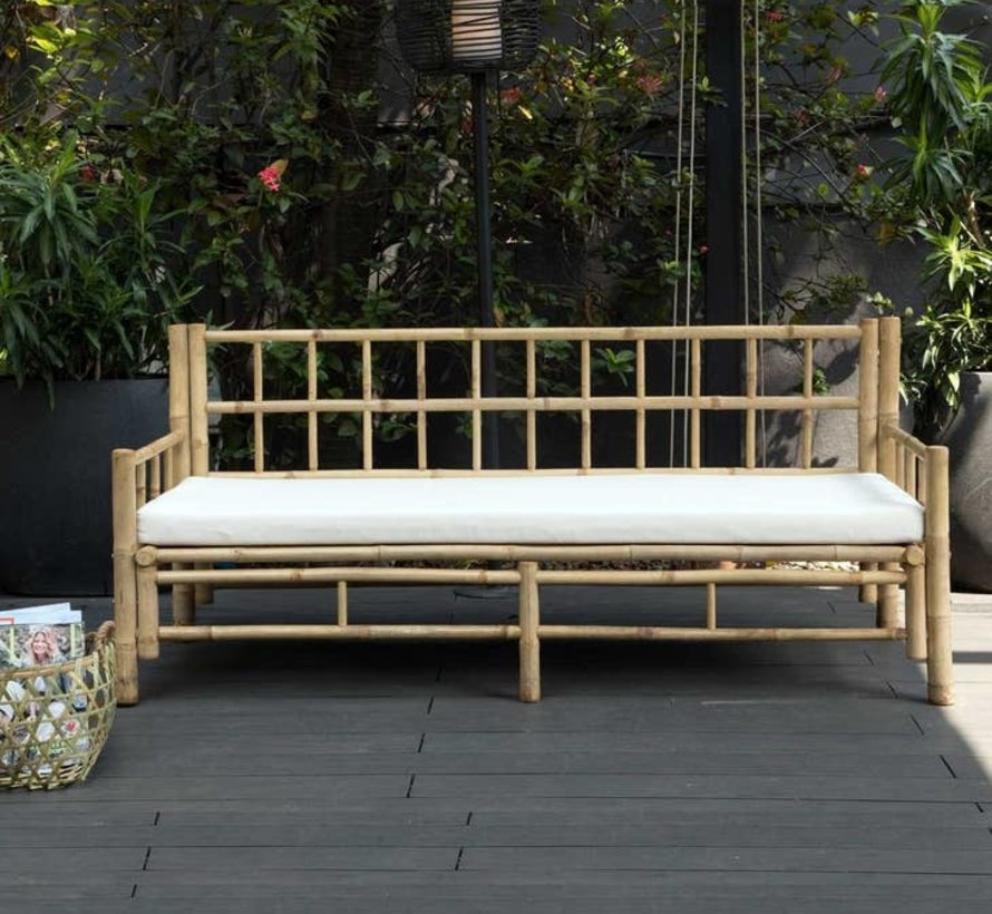 Banc de jardin Taman en bambou naturel - Coussins inclus