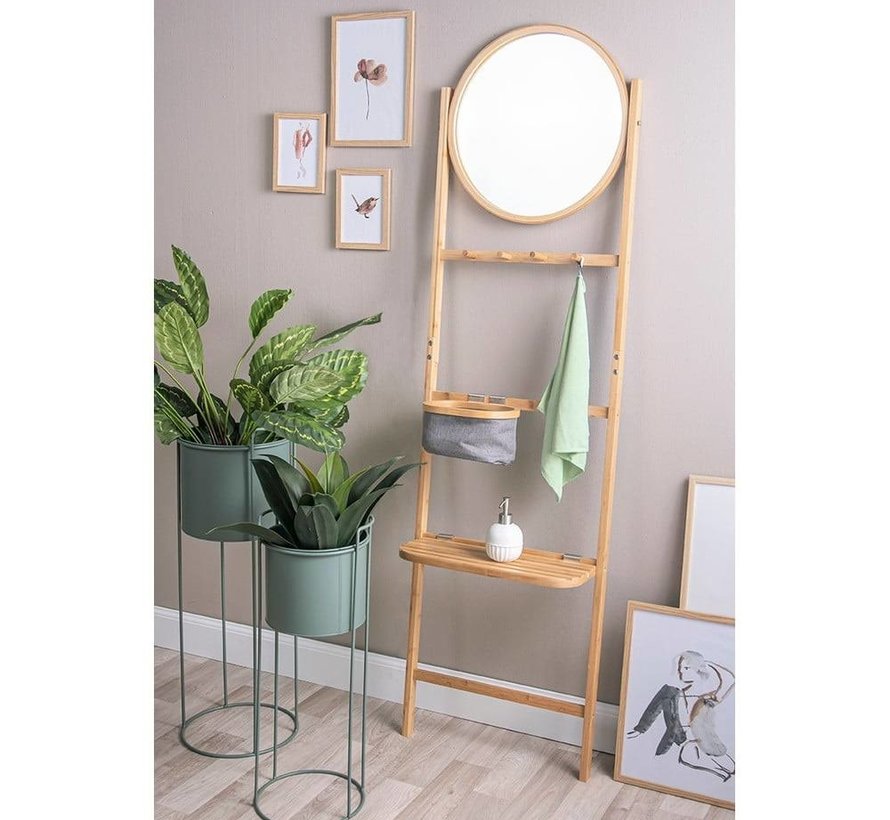 Étagère Miroir en Bambou - 184 x 21 x 48,5 cm - Naturel