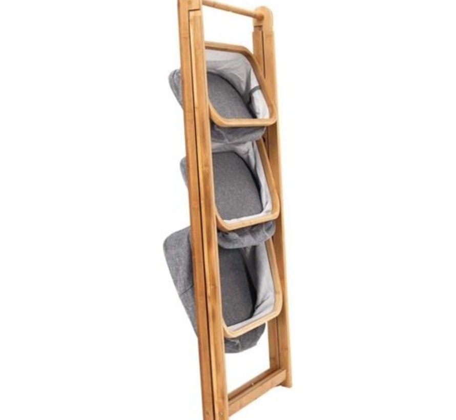 Bamboo Storage Rack - 3 Shelves - Grey