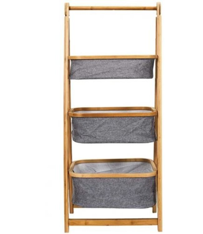 Bamboo Storage Rack - 3 Shelves - Grey