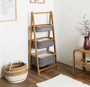 Home Deco Bamboo Storage Rack - 3 Shelves - Grey