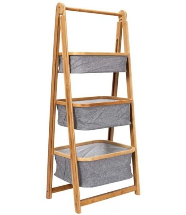 Bamboo Storage Rack - 3 Shelves - Grey
