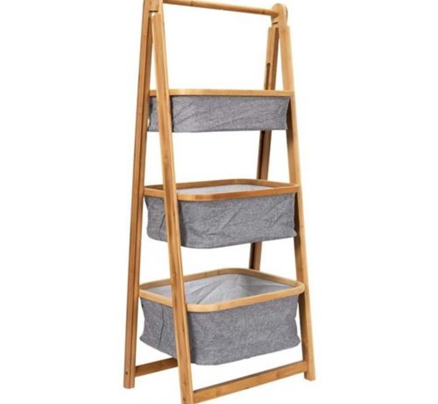 Bamboo Storage Rack - 3 Shelves - Grey