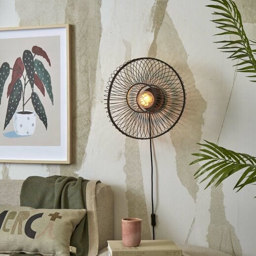 Good & Mojo Wandlamp – Hokkaido – Textiel – Zwart