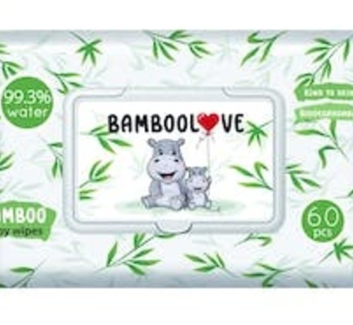 Bamboolove 5-Pack Lingettes bébé - Bambou - Biodégradables - 99,3% d'eau - BambooLove