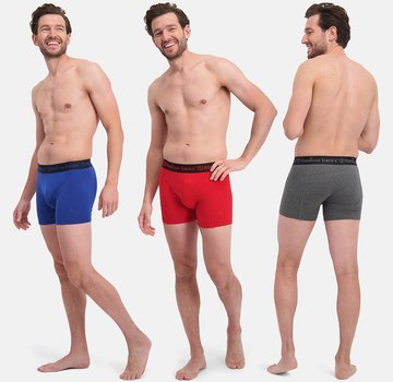 Bamboo Basics Boxershorts Rico - Set van 3 stuks - Grijs blauw Rood