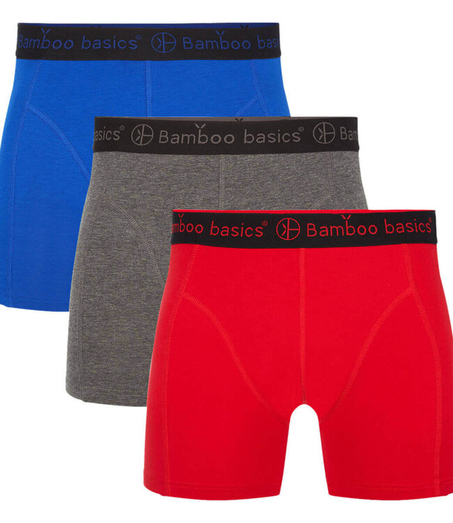 Bamboo Basics Boxershorts Rico –Grey bleu Red - (3-Pack)