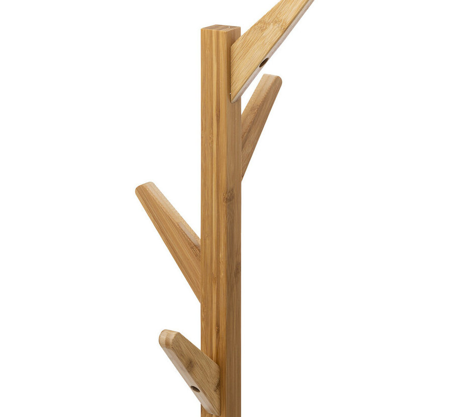 Bamboo Standing Coat Rack - 4 Hooks - 3 Shelves