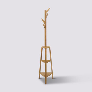  5Five Standgarderobe aus Bambus - 4 Haken - 3 Ablagen