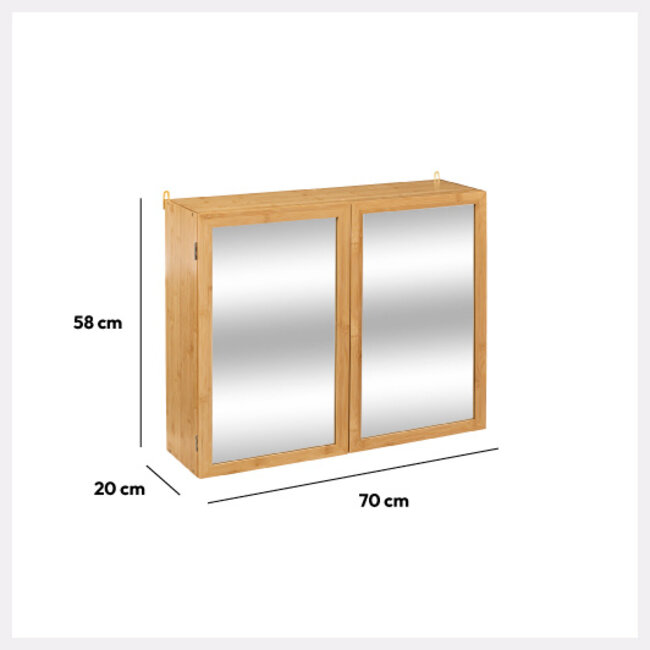 Double Mirror Cabinet - Adjustable Shelves - Natural