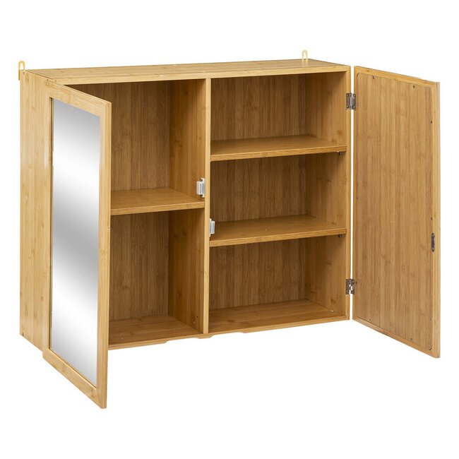 Double Mirror Cabinet - Adjustable Shelves - Natural