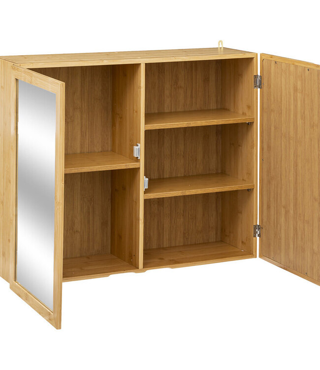 Double Mirror Cabinet - Adjustable Shelves - Natural