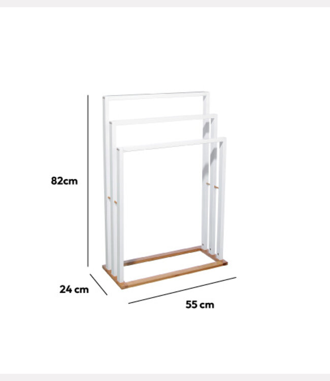 Standing Towel Rack - 3 Arms - White