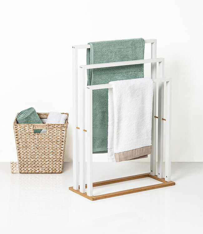 Standing Towel Rack - 3 Arms - White