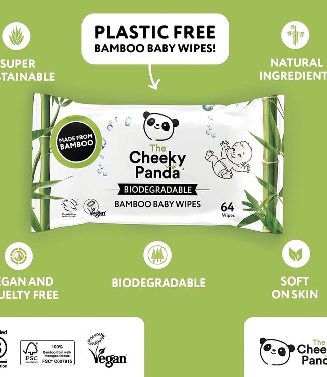 Zachte Bamboe Babydoekjes - 6 Pack - Natuurlijk Gezuiverd Water - Cheeky Panda