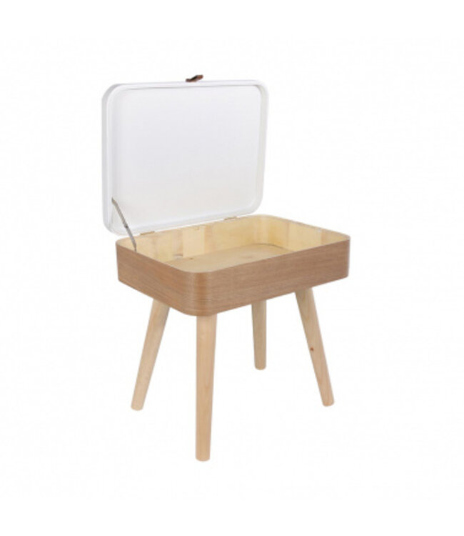 Vintage Nachtkastje - Rechthoekig - Wit en Beige