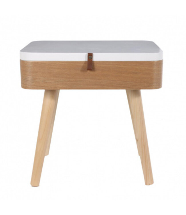 Vintage Nachtkastje - Rechthoekig - Wit en Beige