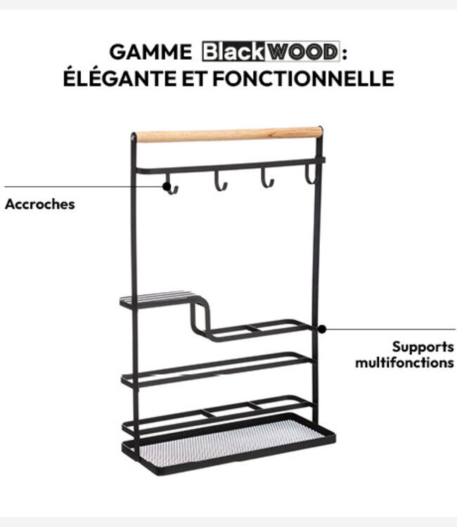 Zwarte Keuken Organizer voor Efficiënte Opbergruimte - Five