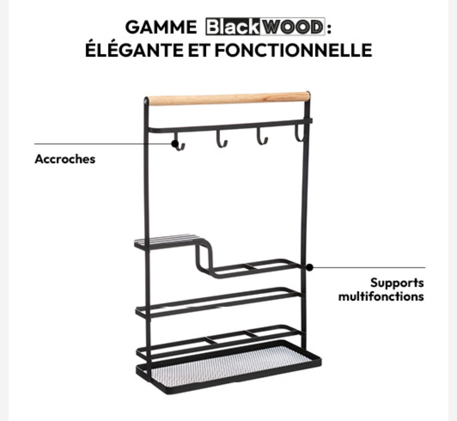 Zwarte Keuken Organizer voor Efficiënte Opbergruimte - Five