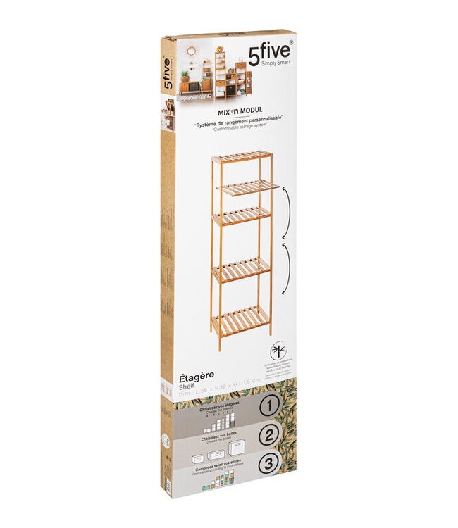 Bamboo Storage Rack with 5 Layers for Extra Storage Space - Five