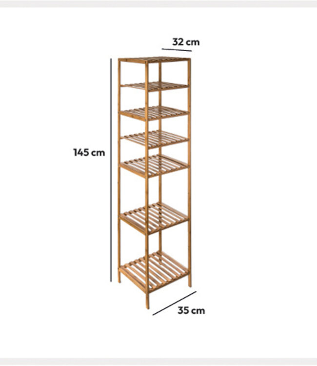 Bamboo storage rack with 4+2 levels - Natural - Five